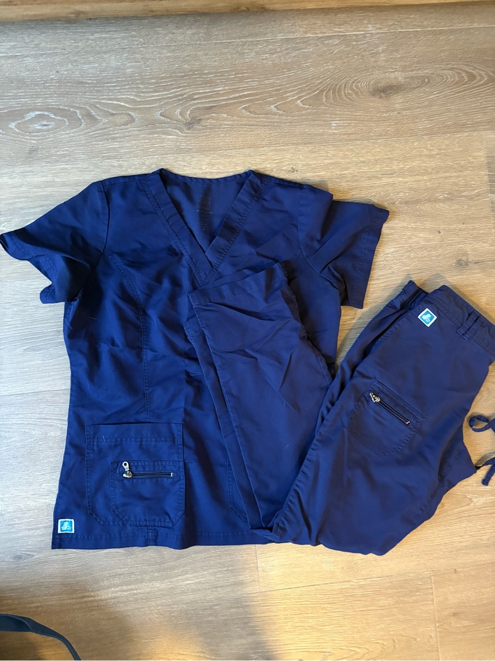 Adar Women's Navy Scrub Top & Pants Set